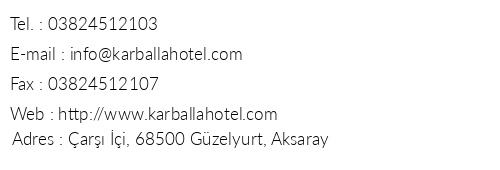 Hotel Karballa telefon numaralar, faks, e-mail, posta adresi ve iletiim bilgileri